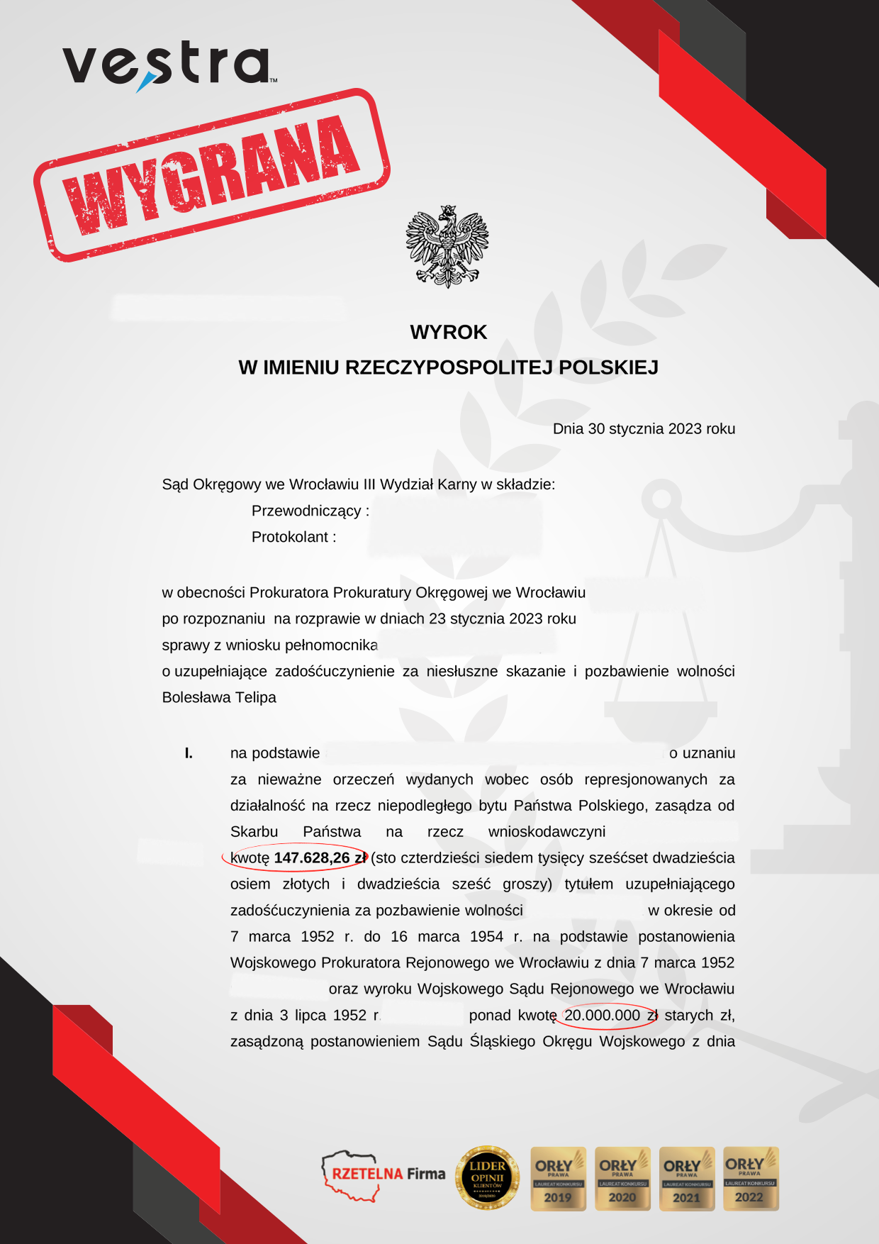 Wyrok Ponad 167 Tysięcy Odszkodowania Za Represje